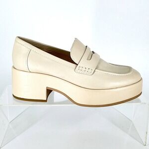 Dolce Vita Size 8.5 Ivory Leather Platform Penny Loafers NEW Chunky Yanni $150